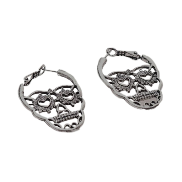 Skull Punk Hoop Earrings - Picture 5 of 16